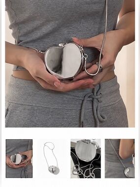MICRO Apple Acrylic Crossbody Bag Silver Mirror Cocktail Party Purse